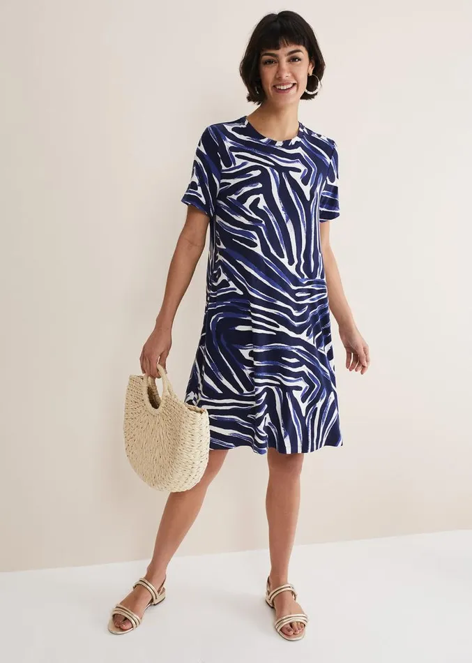 Isabelle Zebra Print Jersey Mini Dress Bluemulti Women Phase Eight Dresses