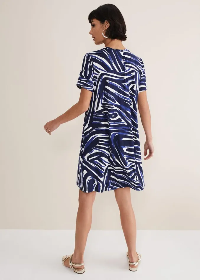 Isabelle Zebra Print Jersey Mini Dress Bluemulti Women Phase Eight Dresses