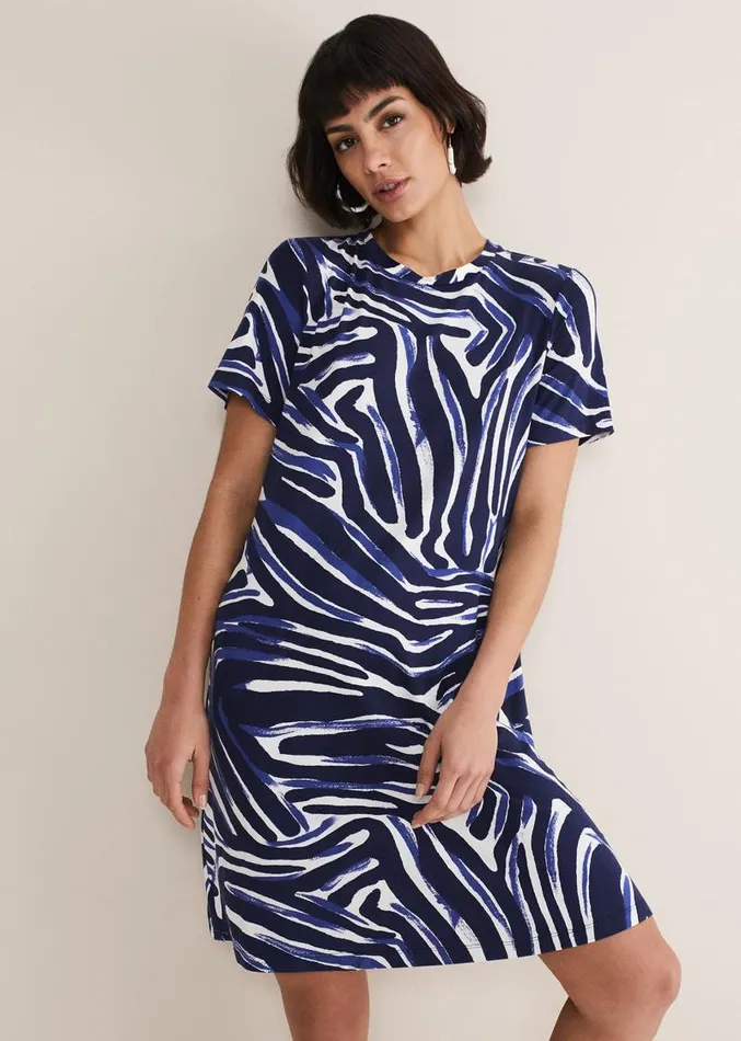 Isabelle Zebra Print Jersey Mini Dress Bluemulti Women Phase Eight Dresses