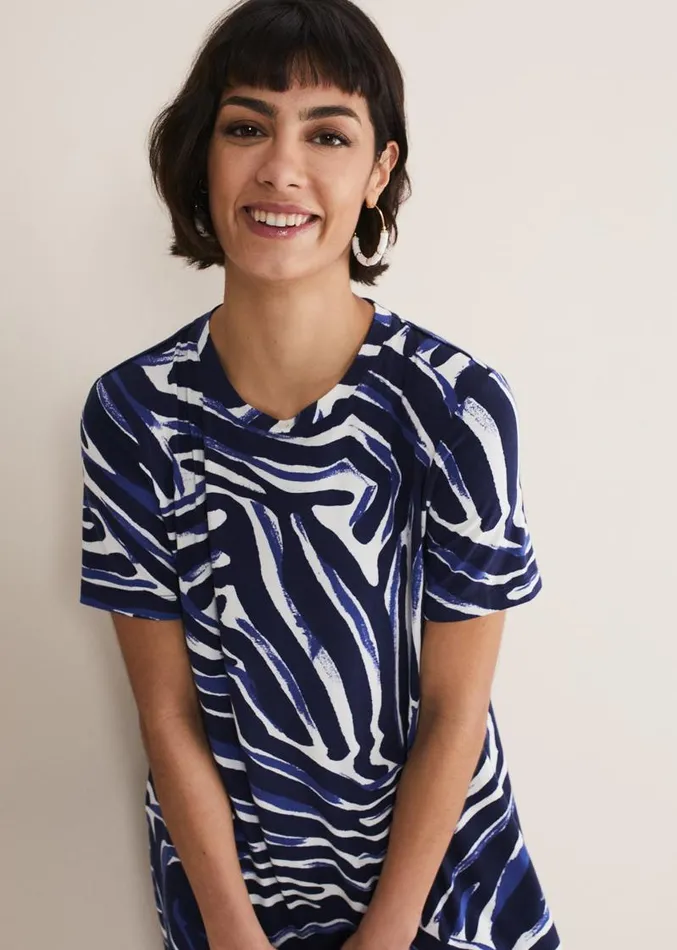 Isabelle Zebra Print Jersey Mini Dress Bluemulti Women Phase Eight Dresses
