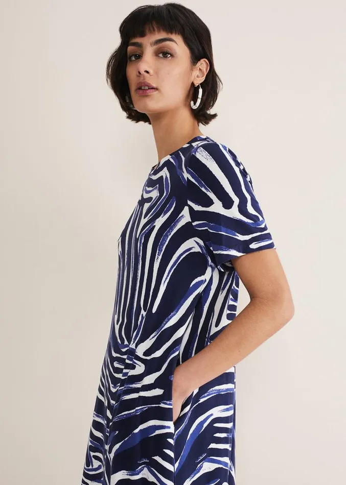 Isabelle Zebra Print Jersey Mini Dress Bluemulti Women Phase Eight Dresses
