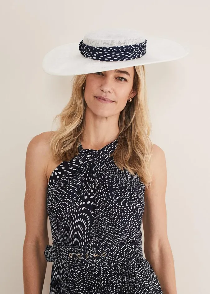 Ivory Spotted Trim Boater Fascinator Ivory Women Phase Eight Fascinators and Hats