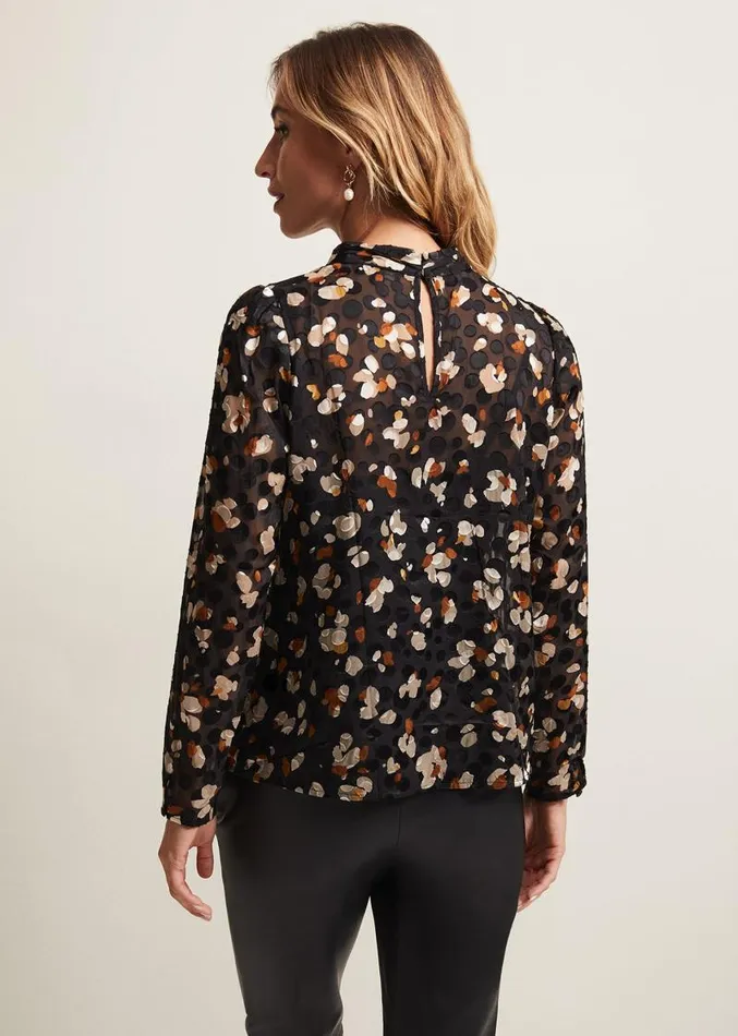Jacey Leopard Spot Blouse Blackmulti Women Phase Eight Shirts and Blouses