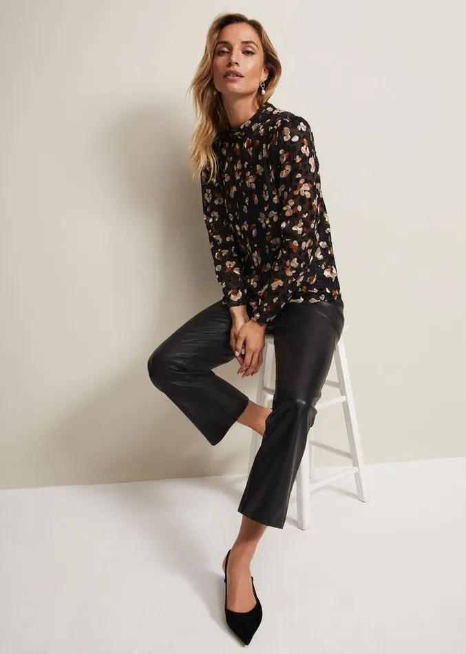 Jacey Leopard Spot Blouse Blackmulti Women Phase Eight Shirts and Blouses