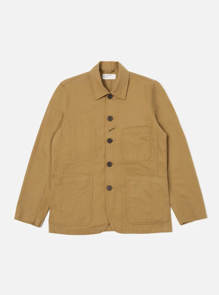 Jackets Men Universal Works Universal Works Bakers Jacket In Sand Brushed Moleskin