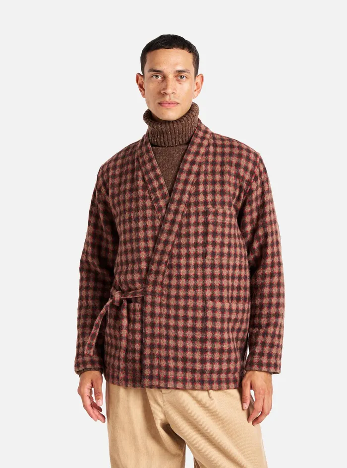 Jackets Men Universal Works Universal Works Kyoto Work Jacket In Brown Wool Alpaca Mix