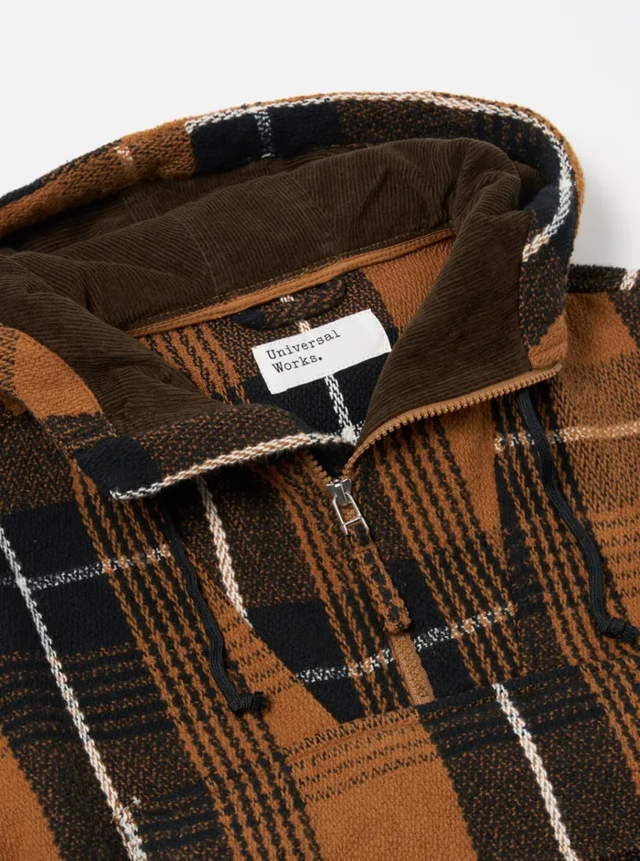 Jackets Men Universal Works Universal Works Pullover Anorak In Brown Earth Ii Check