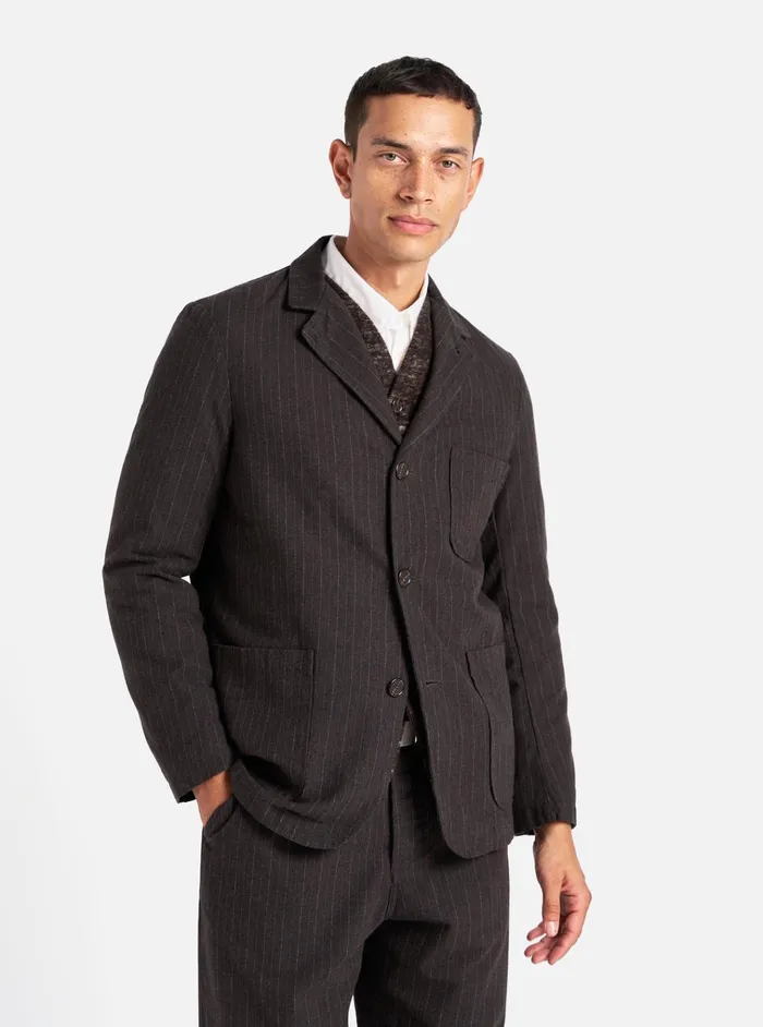 Jackets Men Universal Works Universal Works Three Button Jacket In Brown Italian Pinstripe