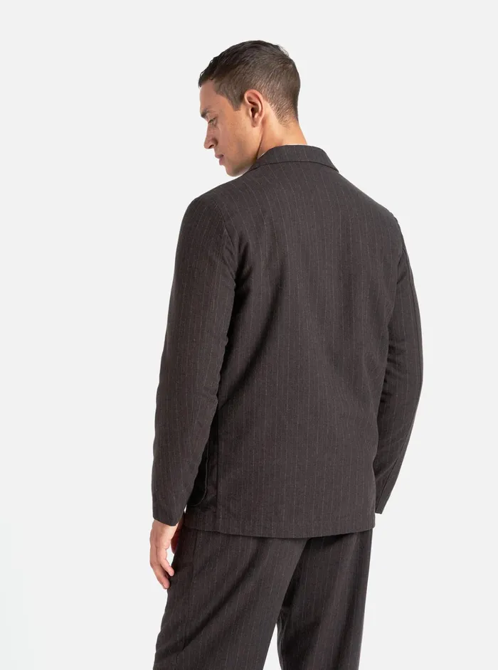 Jackets Men Universal Works Universal Works Three Button Jacket In Brown Italian Pinstripe