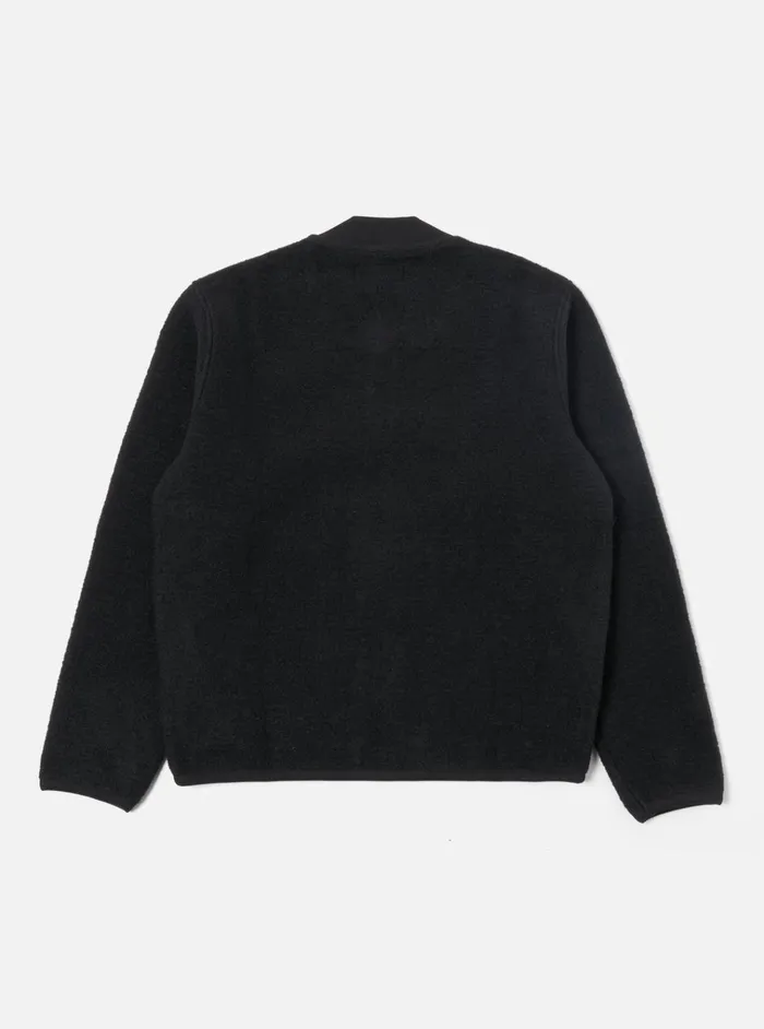 Jackets Men Universal Works Universal Works Zip Bomber In Black Wool Fleece