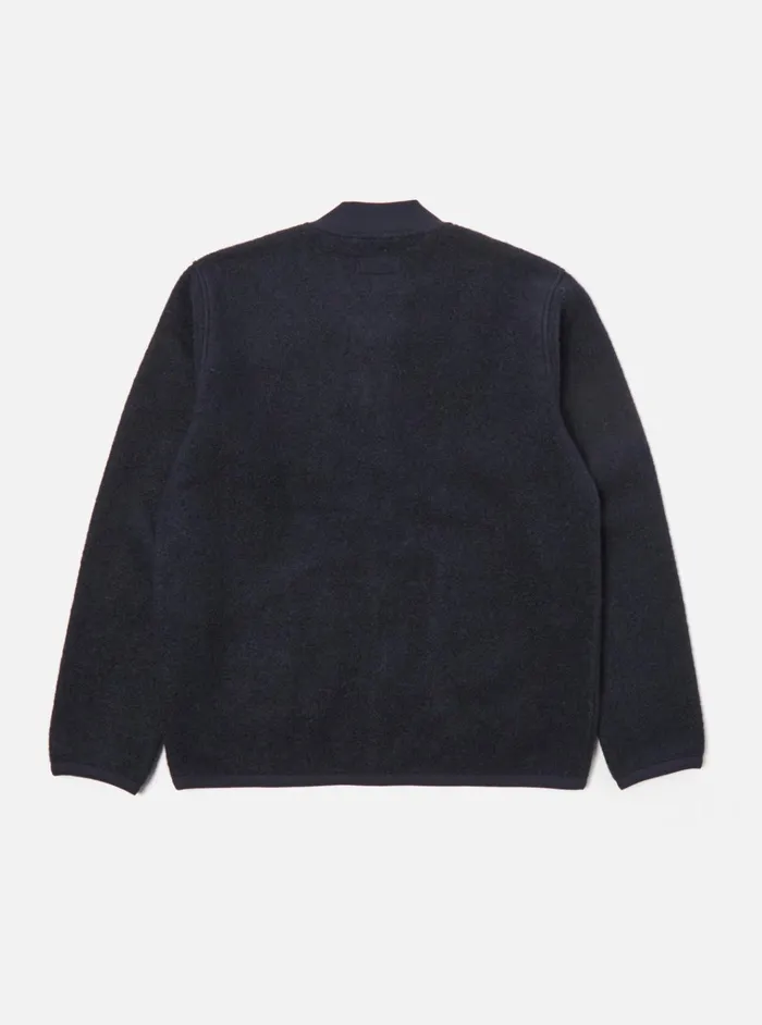 Jackets Men Universal Works Universal Works Zip Bomber In Navy Wool Fleece