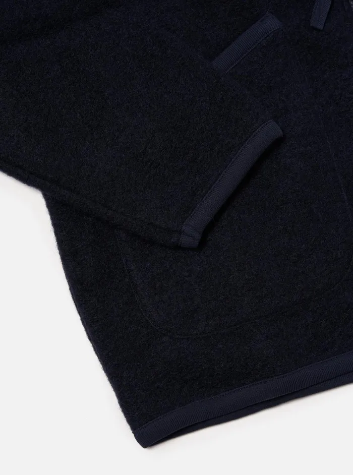 Jackets Men Universal Works Universal Works Zip Bomber In Navy Wool Fleece