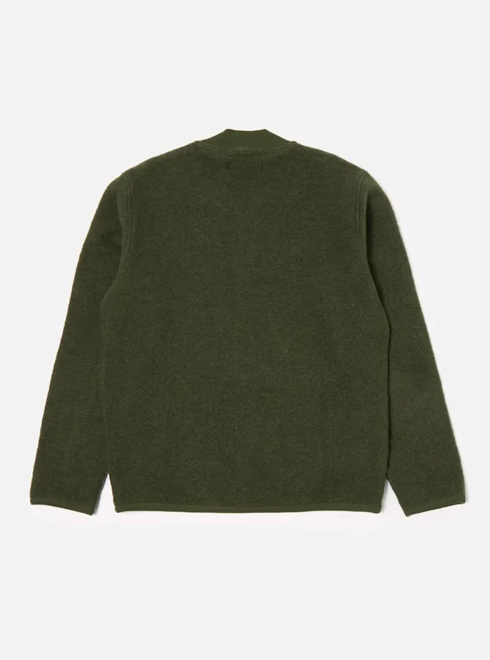 Jackets Men Universal Works Universal Works Zip Bomber In Olive Wool Fleece