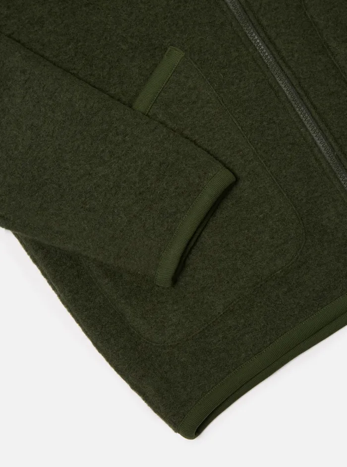 Jackets Men Universal Works Universal Works Zip Bomber In Olive Wool Fleece