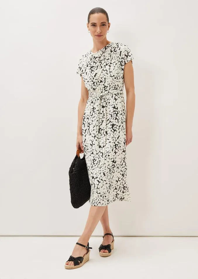 Jaelynn Ditsy Cowl Tie Waist Print Dress Smokeivory Women Phase Eight Dresses Jaelynn Ditsy Cowl Tie Waist Print Dress Smokeivory Women Phase Eight Dresses
