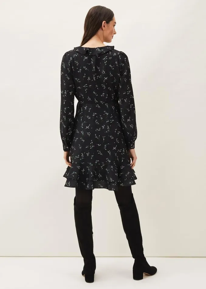 Jamila Ditsy Print Wrap Dress Black Women Phase Eight Dresses