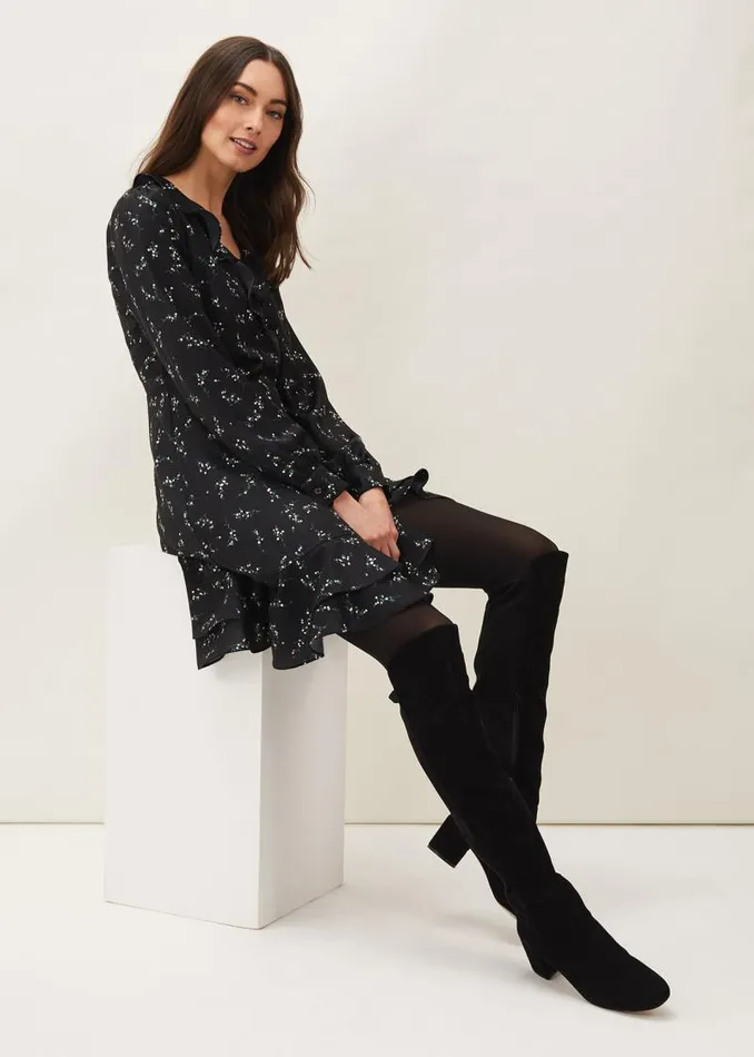 Jamila Ditsy Print Wrap Dress Black Women Phase Eight Dresses