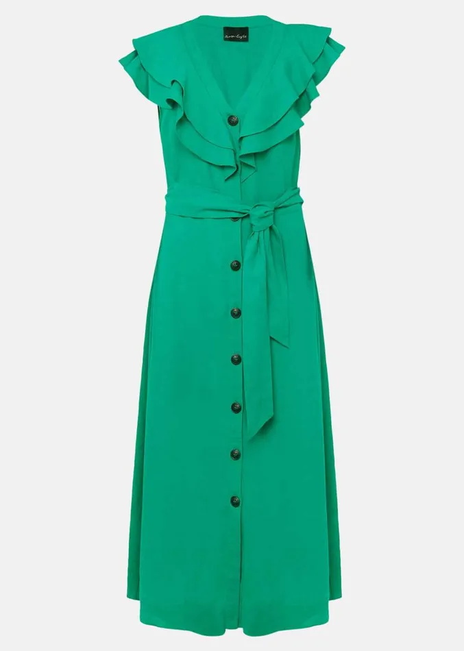 Jamilla Green Linen Midi Dress Green Women Phase Eight Dresses