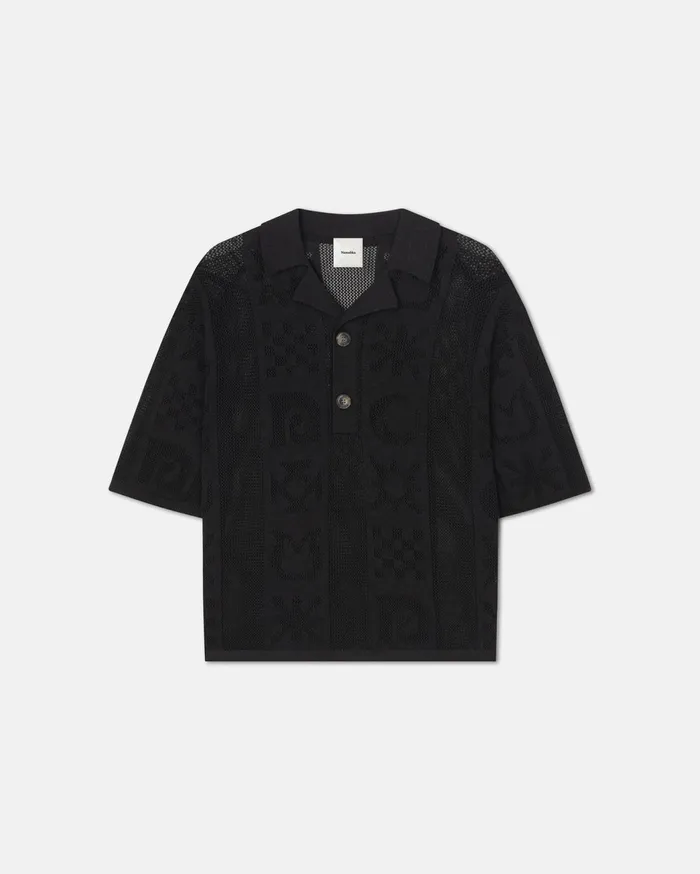 Jasim PaperCrochet Polo Shirt Black Men Nanushka TShirts and Vests