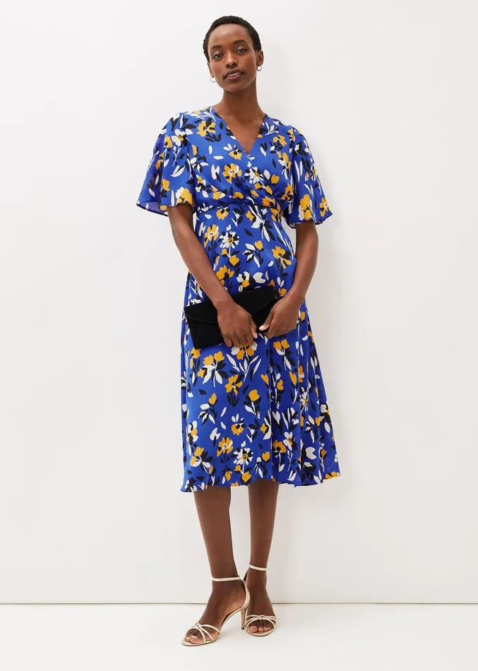 Jayla Floral Printed Dress Ceruleanalmondcanary Women Phase Eight Dresses