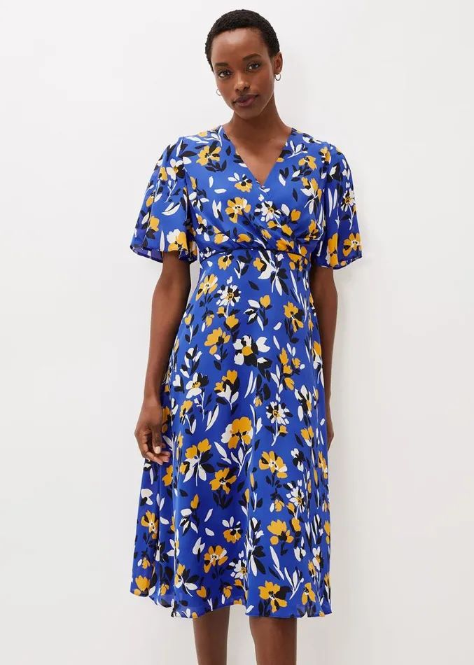 Jayla Floral Printed Dress Ceruleanalmondcanary Women Phase Eight Dresses
