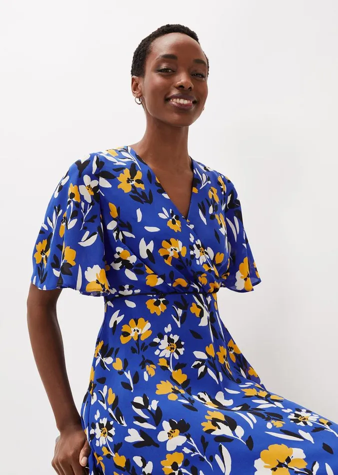 Jayla Floral Printed Dress Ceruleanalmondcanary Women Phase Eight Dresses