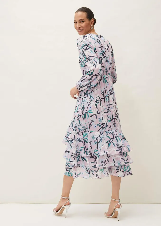 Jenna Floral Long Sleeved VNeck Midi Dress Frosted Heather Women Phase Eight Dresses Jenna Floral Long Sleeved VNeck Midi Dress Frosted Heather Women Phase Eight Dresses