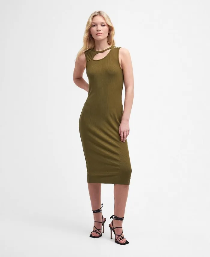 Jenny Midi Dress Golden Khaki Women Barbour Dresses and Skirts