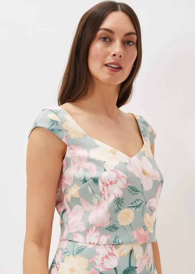 Jessia Floral Scuba Dress Sagemulti Women Phase Eight Dresses