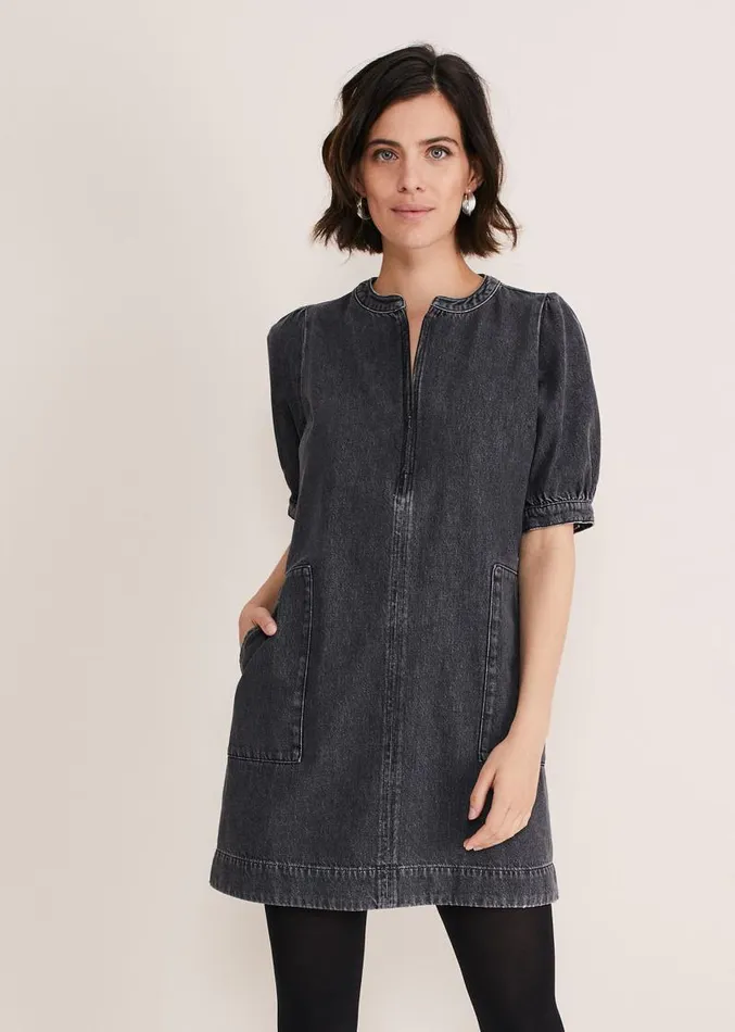 Jett Denim Shift Dress Grey Women Phase Eight Dresses