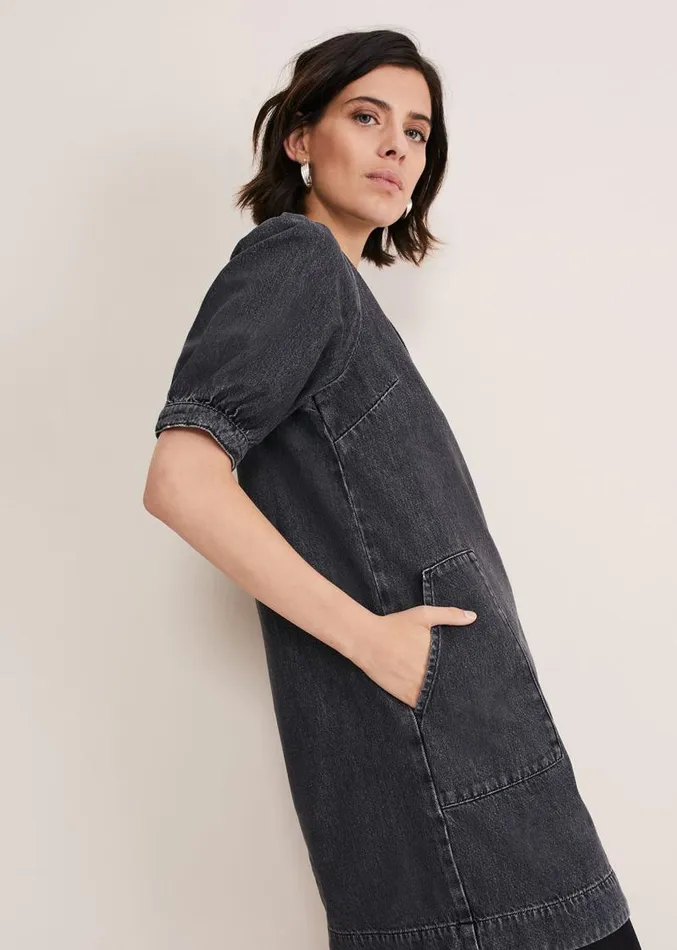 Jett Denim Shift Dress Grey Women Phase Eight Dresses