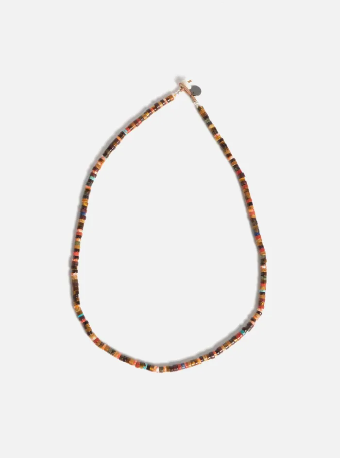 Jewellery Men Universal Works Mikia Heishi Beads Necklace In Brown Multi JasperSpone CoralYellow Tiger Eye