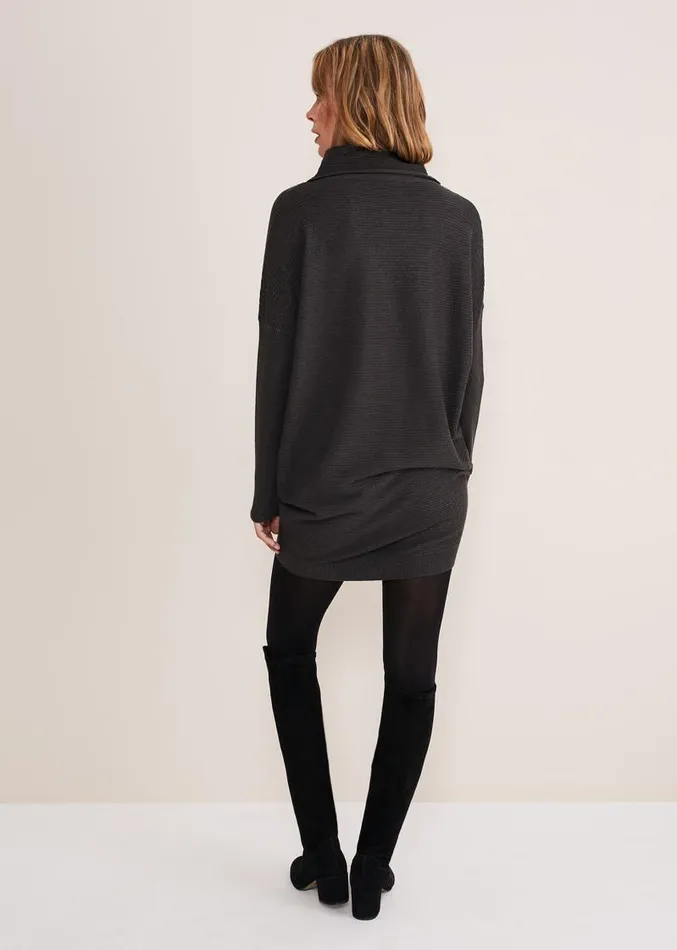 Jocelin Roll Neck Knit Dress Charcoal Women Phase Eight Dresses