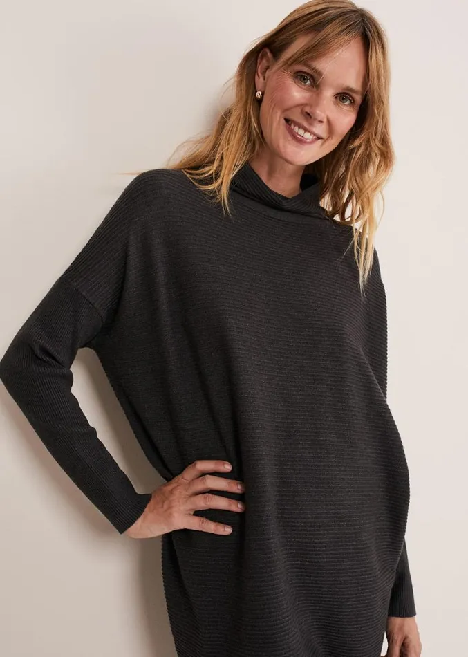 Jocelin Roll Neck Knit Dress Charcoal Women Phase Eight Dresses
