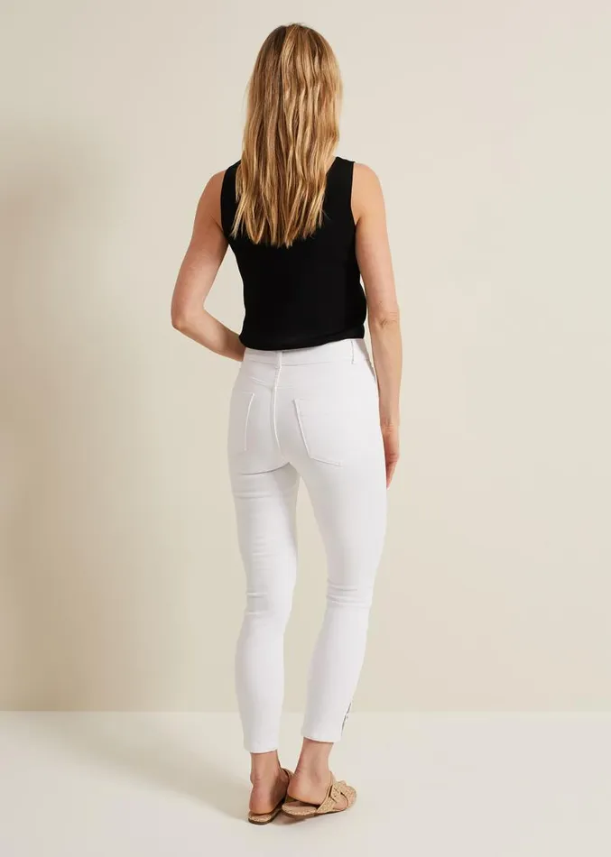 Joelle White Button Detail Skinny Jeans White Women Phase Eight Trousers