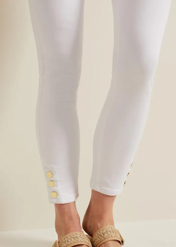 Joelle White Button Detail Skinny Jeans White Women Phase Eight Trousers