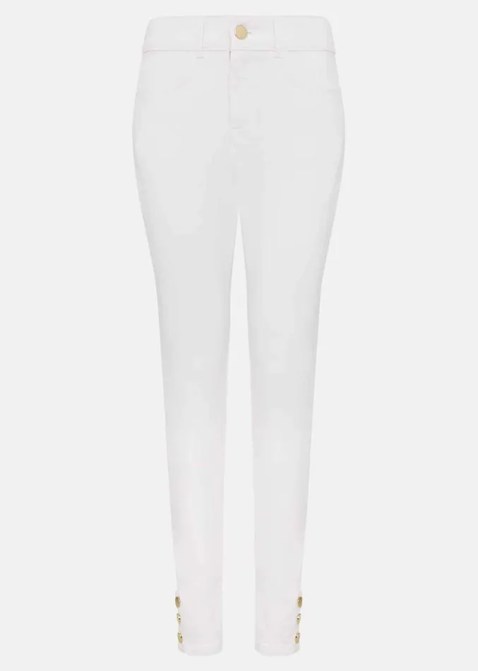 Joelle White Button Detail Skinny Jeans White Women Phase Eight Trousers