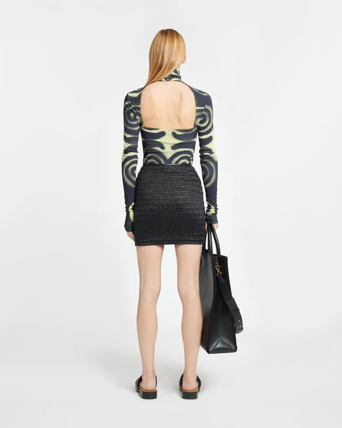 Josa MeshJersey Turtleneck Top Spiral Spray Women Nanushka Tops