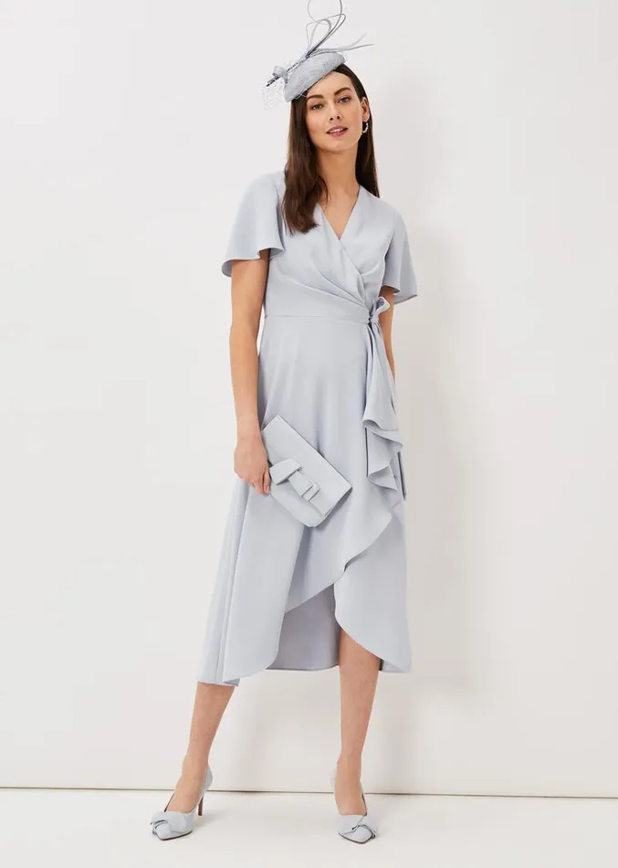 Julissa Ruffle Wrap Midi Dress Mineral Women Phase Eight Dresses