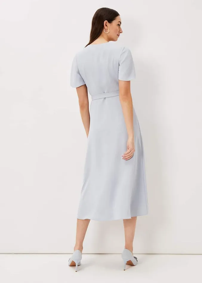 Julissa Ruffle Wrap Midi Dress Mineral Women Phase Eight Dresses