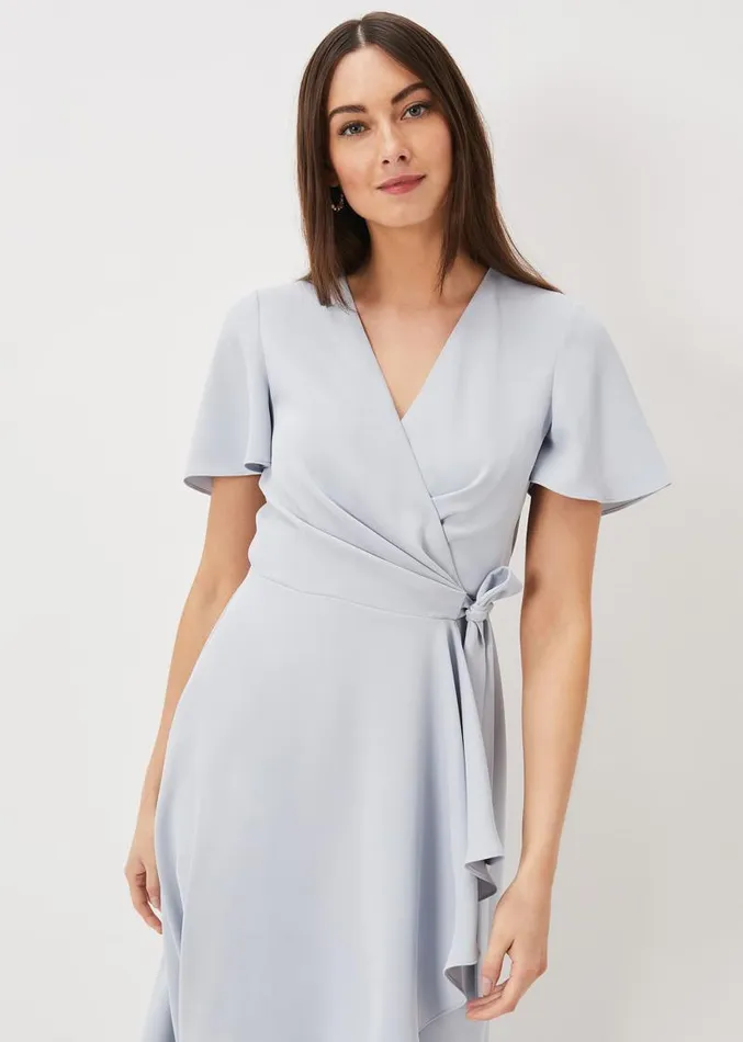Julissa Ruffle Wrap Midi Dress Mineral Women Phase Eight Dresses