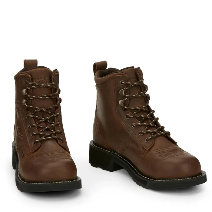 Justin Boots Katerina 6034 Steel Toe Waterproof Work Boot Aged Bark brown Women Work
