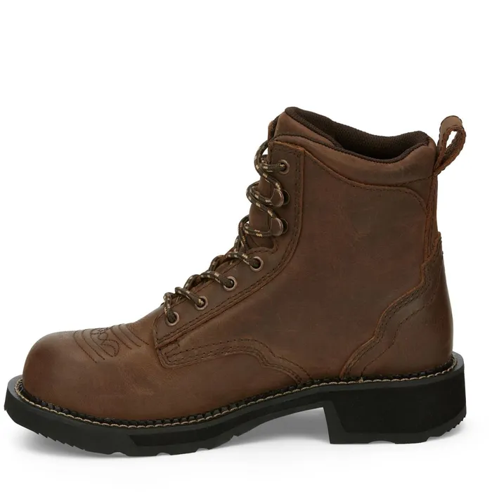 Justin Boots Katerina 6034 Steel Toe Waterproof Work Boot Aged Bark brown Women Work