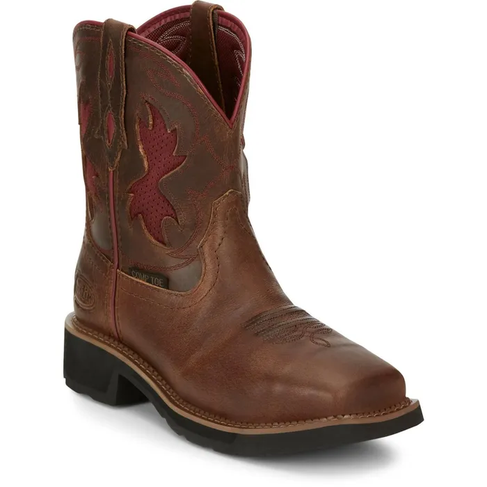 Justin Boots Lathey 8034 Nano Composite Toe Work Boot Brown Women Work