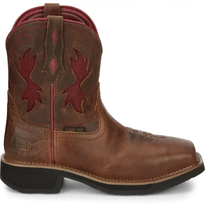 Justin Boots Lathey 8034 Nano Composite Toe Work Boot Brown Women Work