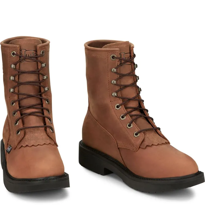 Justin Boots Livestock 8034 LaceUp Round Toe Work Boots Aged Brown brown Men Work