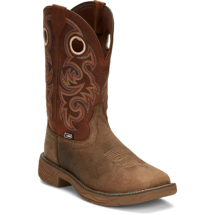 Justin Boots Rush 11034 Composite Toe Waterproof Work Boot Peanut Tan brown Men Work