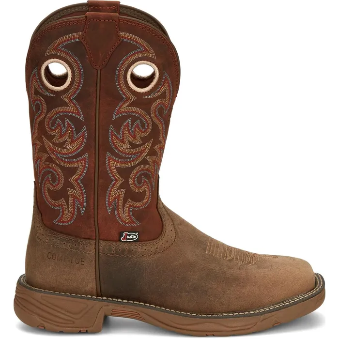 Justin Boots Rush 11034 Composite Toe Waterproof Work Boot Peanut Tan brown Men Work