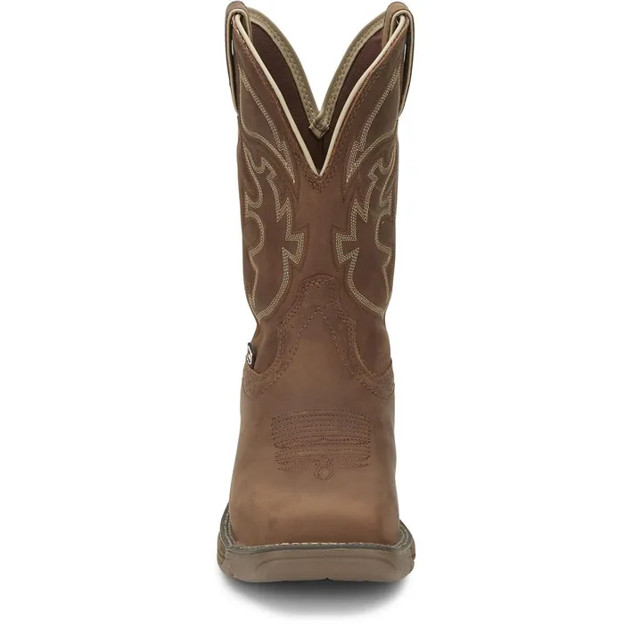 Justin Boots Rush 11034 Steel Toe Waterproof Work Boot Saddle Tan brown Men Work