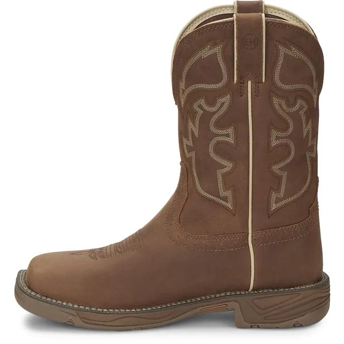Justin Boots Rush 11034 Steel Toe Waterproof Work Boot Saddle Tan brown Men Work